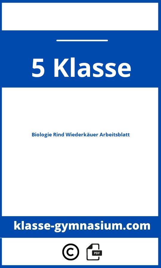 Biologie 5 Klasse Gymnasium Rind Wiederkäuer Arbeitsblatt