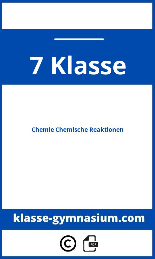 Chemie Klasse 7 Gymnasium Chemische Reaktionen