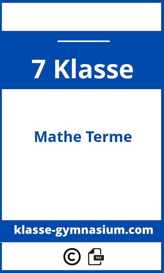 Mathe 7 Klasse Gymnasium Terme